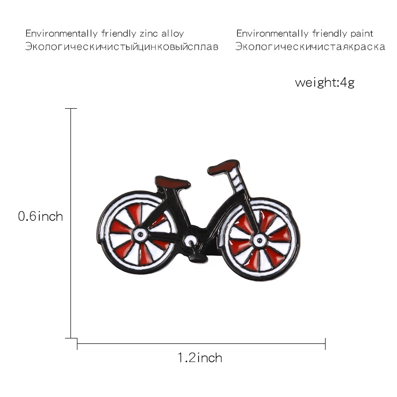 Red Bike Enamel Pin Cartoon bicycle badge brooch Lapel pin Denim Jeans bag Shirt Collar Cool Jewelry Gift for Kids Friends