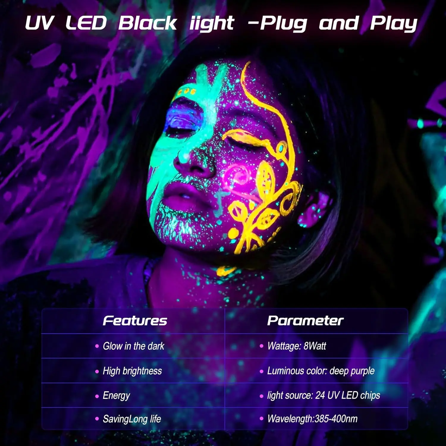 1/2個 UVブラックライトランプ T5 USB UV LEDブラックライトランプ 24LED ブラックライトバー UVライトチューブ スイッチ付き ディスコグローパーティー用