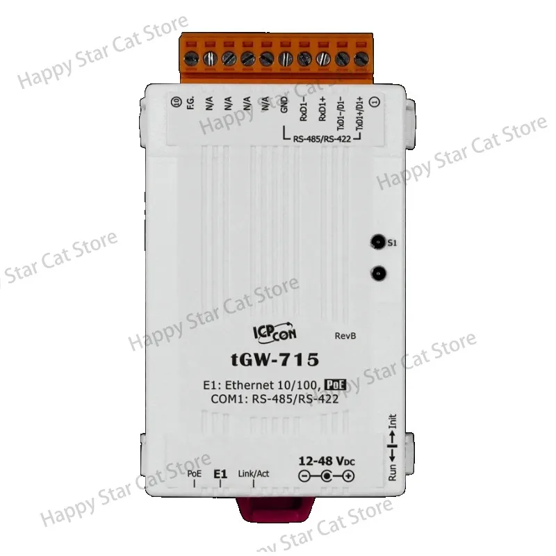 100% Brand new ICP tGW-715 Micro Modbus/TCP to RTU/ASCII Gateway PoE 1 RS-422/485