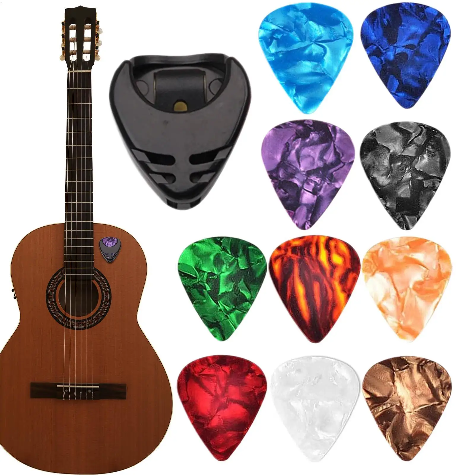 10PCS Guitar Picks Plectrum Mediator Celluloids Electric Smooth Guitar Picks Bass Acoustic Electric Guitar Accessories