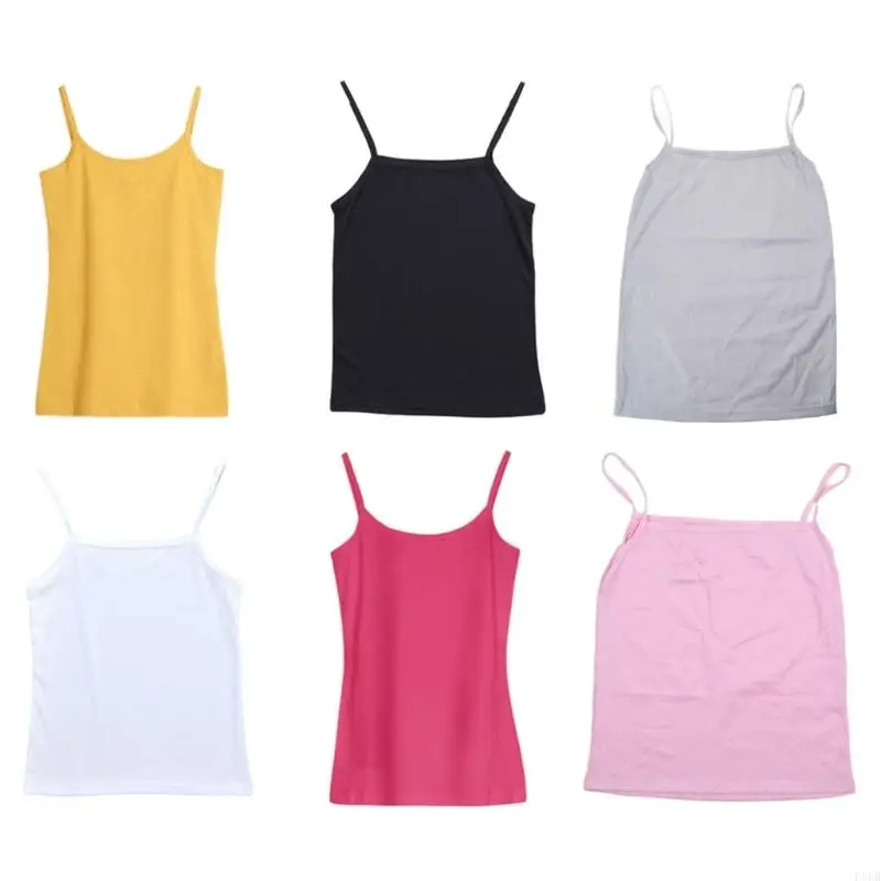 P8DB Women Basic Solid Color Sleeveless Camisole Neck for Tank Top Bottoming Sling Vest Undershirt