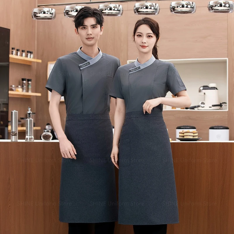 Uniforme de Chef respirant en maille, manteau de cuisine, Costume Pizzaiolo, haut de boulangerie, café, serveur, serveuse, Restaurant, veste de Chef logo