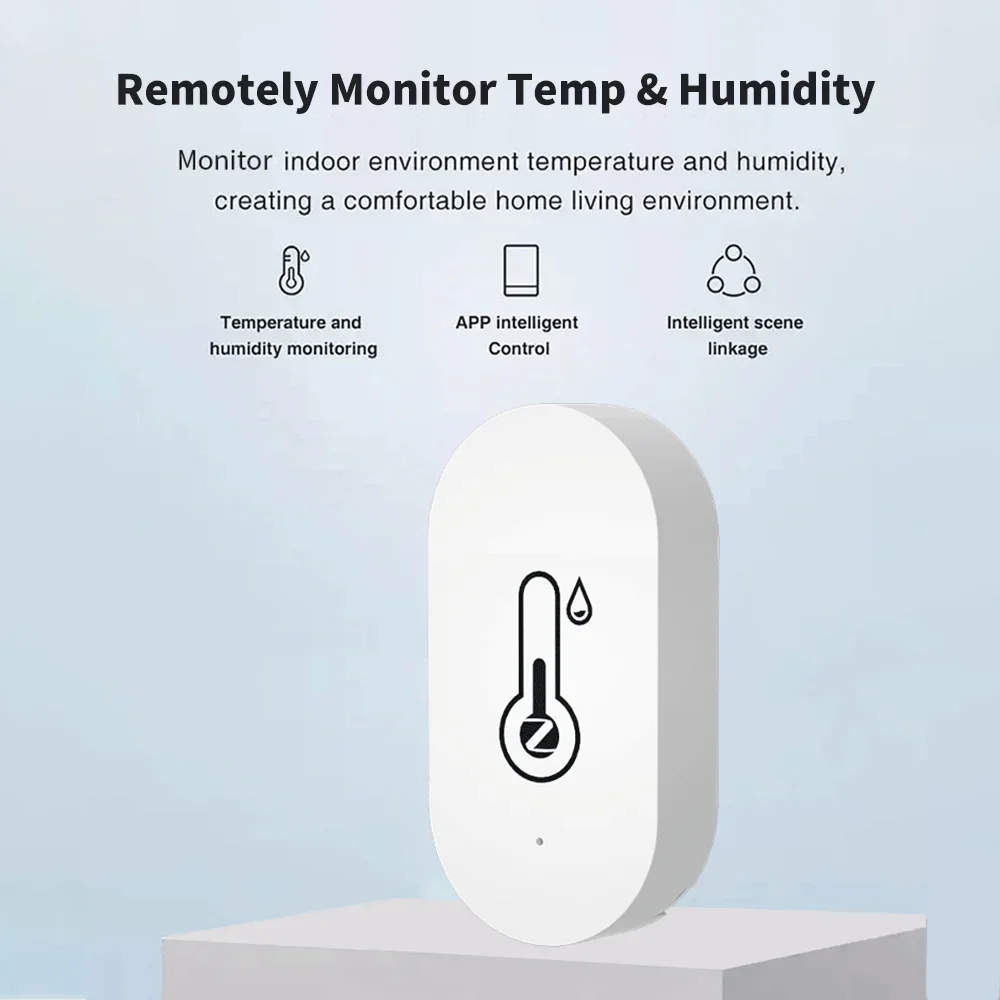 Tuya ZigBee Smart Temperature and Humidity Sensor Indoor Hygrometer Battery Powered Support Alexa Google Home Voice Control