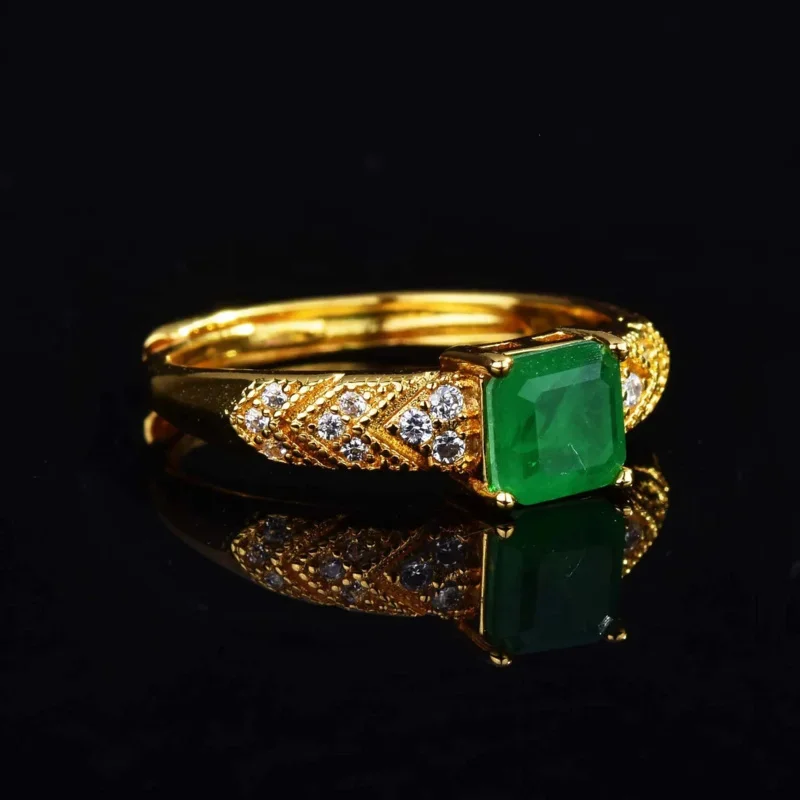 18K gold ring for women Natural 2 carat emerald with diamond jewelry anillos de bizuteria anillos Mujer gemstone rings box gift