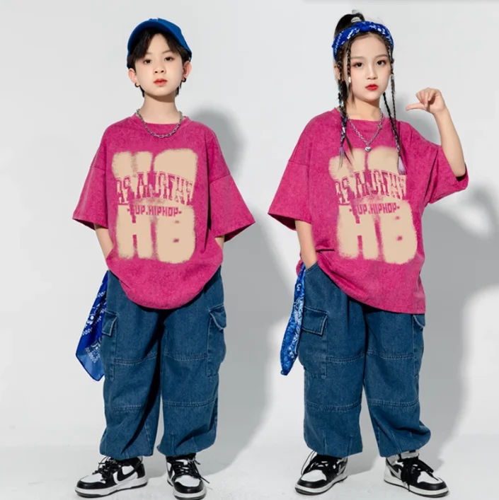 Traje de baile callejero de Hip Hop para niños y niñas, conjunto de actuación de baile de Jazz