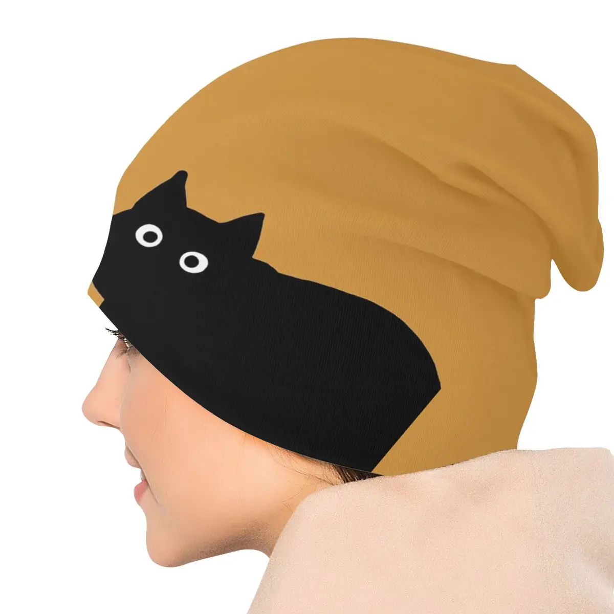 Black Cat Men Women Beanies Windproof Ski Cap Double Layer Fabric Bonnet Hat