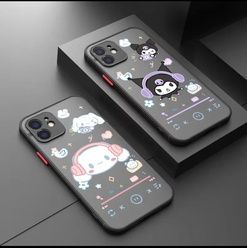 حافظة هالو كيتي لهاتف أبل آيفون 11 15 16 14 13 12 Pro 7 XR X XS Max 8 Plus 6 6S SE 2022 15Pro هاتف أسود غير لامع Funda لطيف