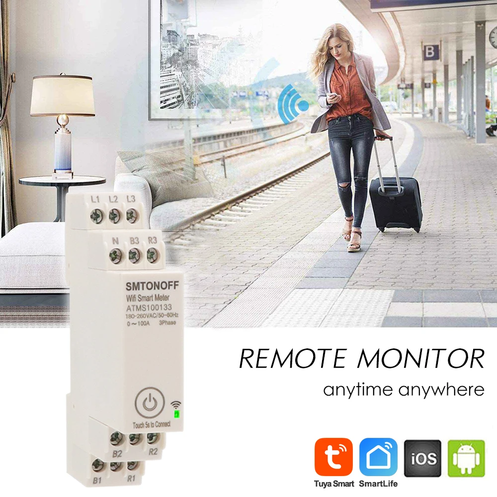 WIFI Tuya 100A Dreiphasiger Intelligenter Energiemonitor mit Externem Stromwandler CT 380V /415V 50Hz 60Hz – Detail 5