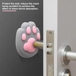 2 Pcs 4.5cm Cat Paw Doorknob Crash Pad Mute Cabinet Door Handle Lock Silencer Pad Silicone Wall Protector Pad Household Supplies