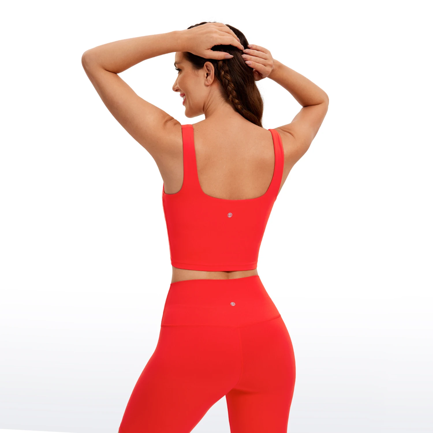 CRZ YOGA Butterluxe-Soutien-Gorge de dehors à Col Carré pour Femme, Crop d'Entraînement Précieux, Rembourré en Y avec Étagère spatirée, Soutien-Gorge de Yoga