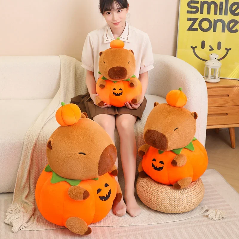 25/40cm Cute Creative Capybara  Pumpkin Capybara Stuffed Lovely Capybara  Halloween Celebration Birthday Holiday Gift