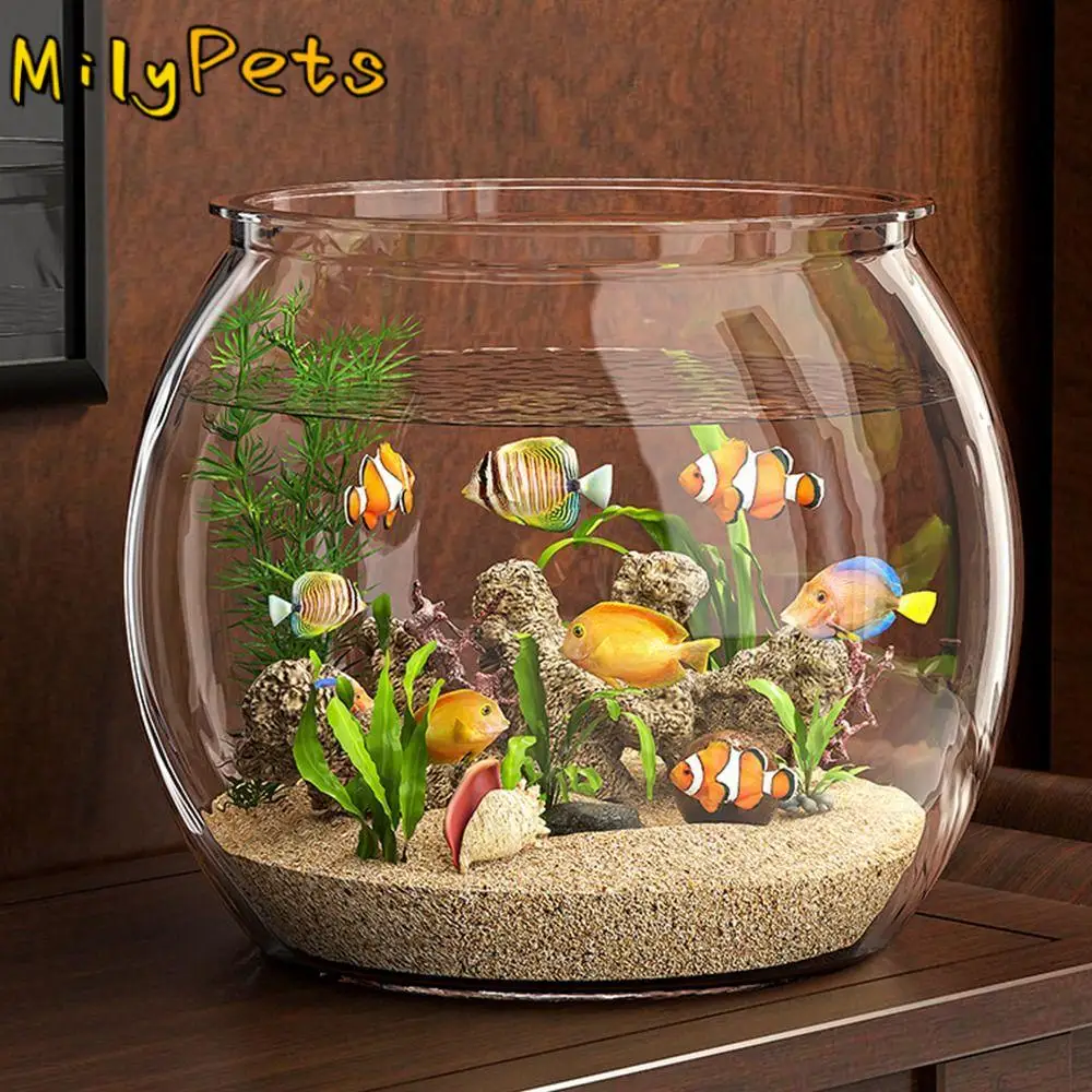 

Ultra Clear Round Fish Bowl Plastic Goldfish Bowl Desktop Fish Tank Household Decorative Fish Viewing Tank Tabletop Ornament