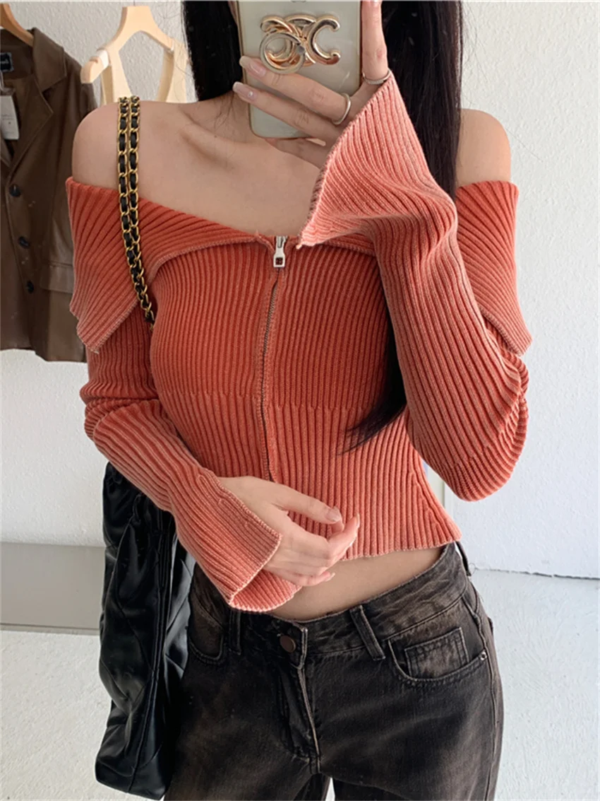 PLAMTEE 6 Colors Autumn New Sweaters Women OL Slim Slash Neck High Street Chic Gentle Off Shoulders New Cardigans Knitted Coats