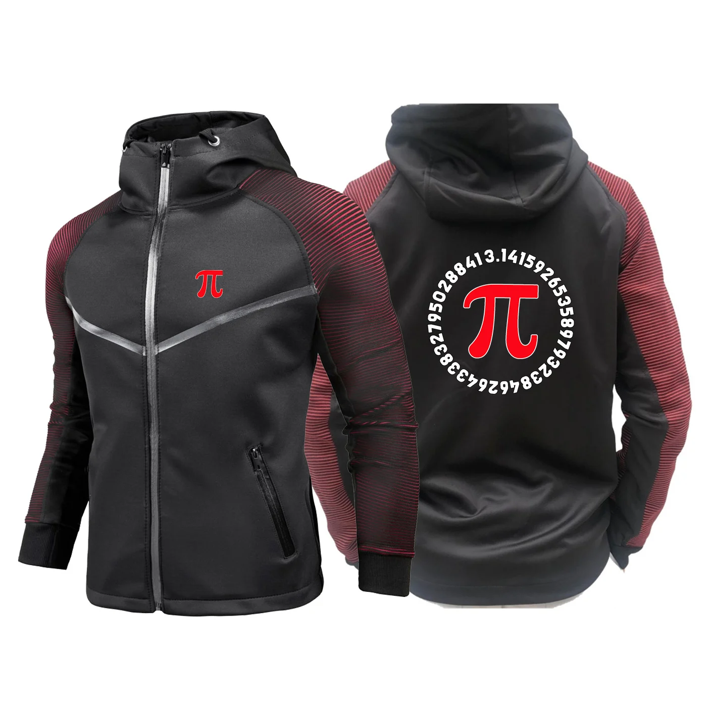 Funny Pi Design Men's racing suit jacket transformed into a racing competition design long-sleeved hoodie shirt