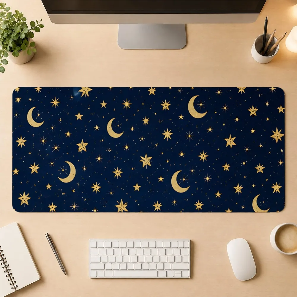 Golden moon and star pattern, suitable for home office, desktop decoration, computer decoration, and game decoration