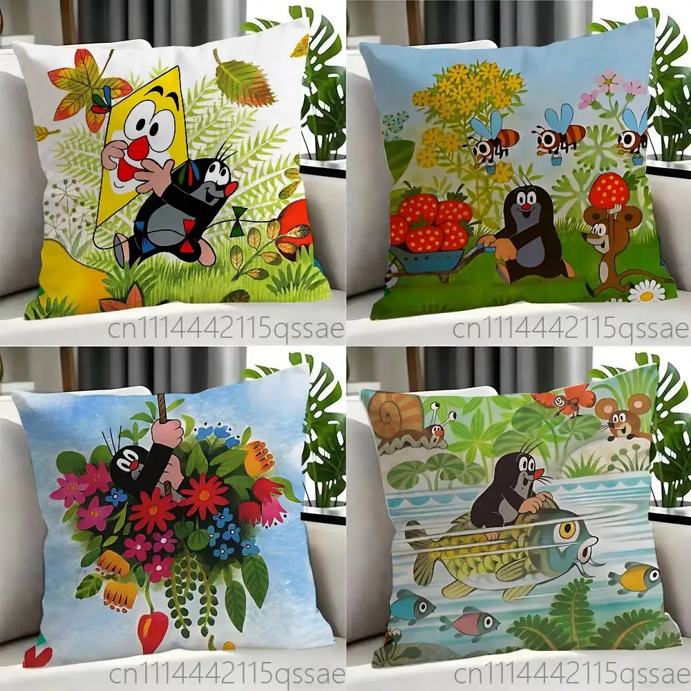 Cartoon L-Little M-Mole Single Throw Pillow Case Cover Sofa Cushion Home Room Decor
