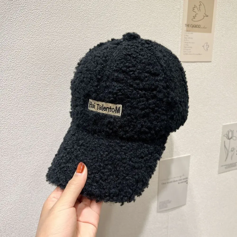 Gorra de béisbol informal a prueba de frío para mujer, gorro de imitación de lana de cordero, suave, de felpa, a prueba de viento, cálido, para deporte al aire libre