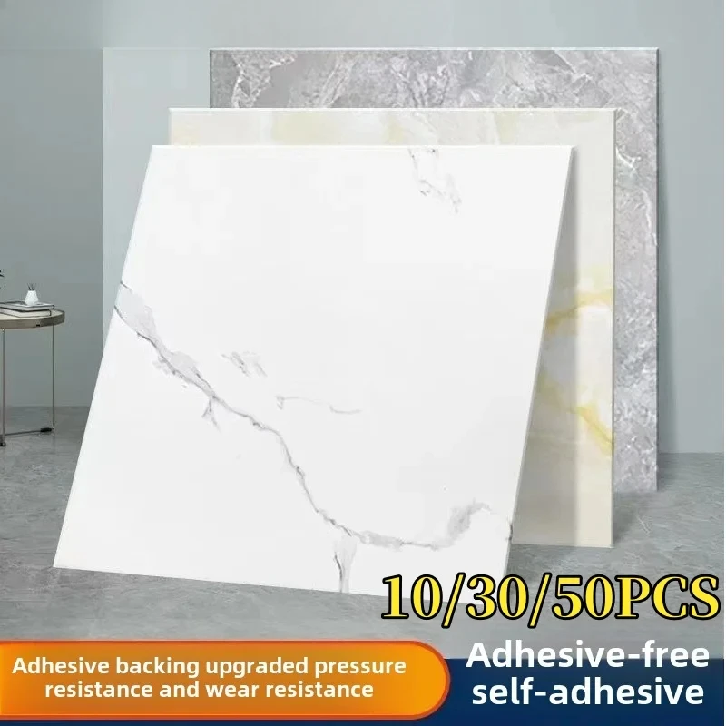 10/20PCS Thickened Self-adhesive Decor Wall Sticker Marble Tile Floor Sticker PVC Waterproof Toilet Kitchen Home FloorRenovation