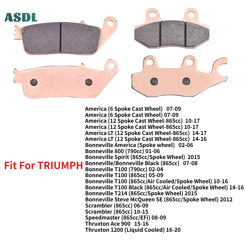 

For TRIUMPH Motorcycle Front Rear Brake Pads America Bonneville Spirit Scrambler Speedmaster Thruxton 800 900 T100 T214 1200