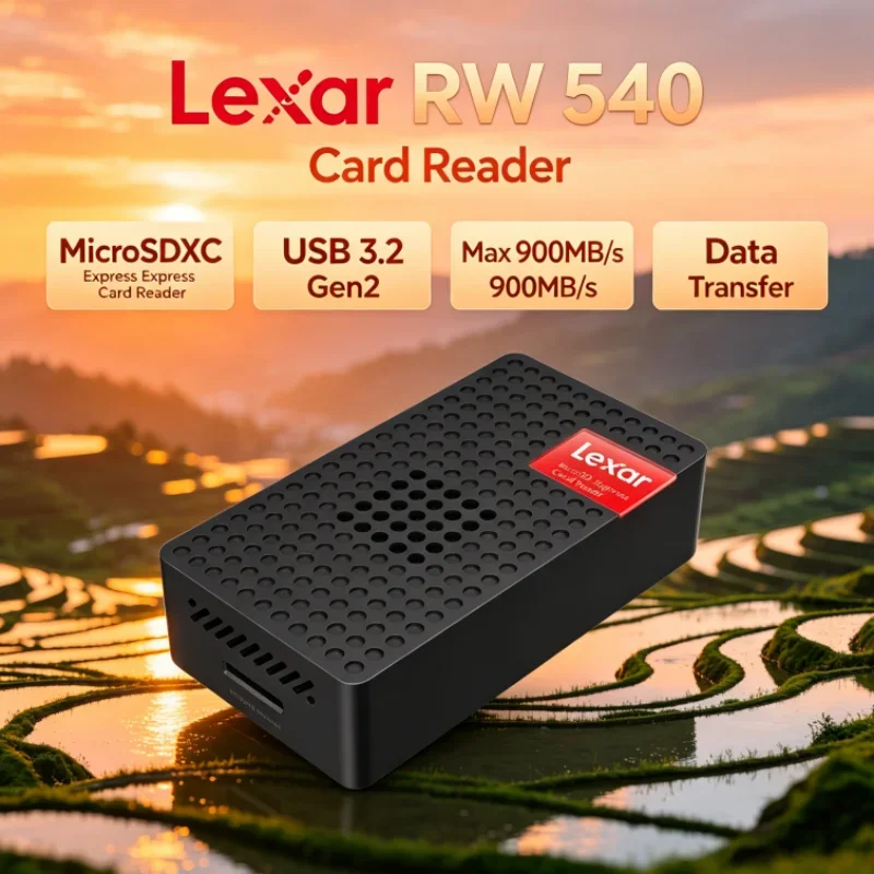 Lexar MicroSDXC Express Card Reader RW540 Max 900MB/s UHS-I UHS-II USB 3.2 Type-C for Photo Transfer