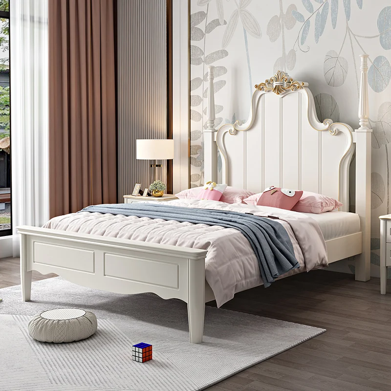 

American Wood Childrens Bed Girls White Modern Comferter Children Beds Princess Loft Camas De Dormitorio Furniture Home