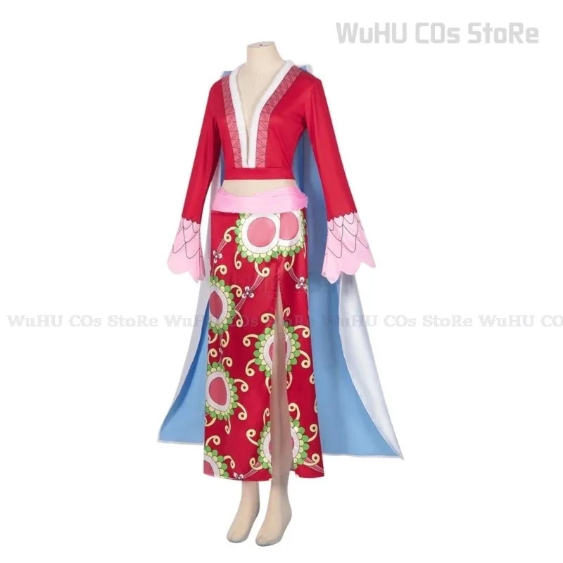 CyBoa-Disfraz de Cosplay de Anime, vestido tipo kimono rojo para mujer, Halloween, 1 unidad, Carnaval, Hancock, capa Cheongsam, peluca, trajes Cheongsam, ropa de rol Pla