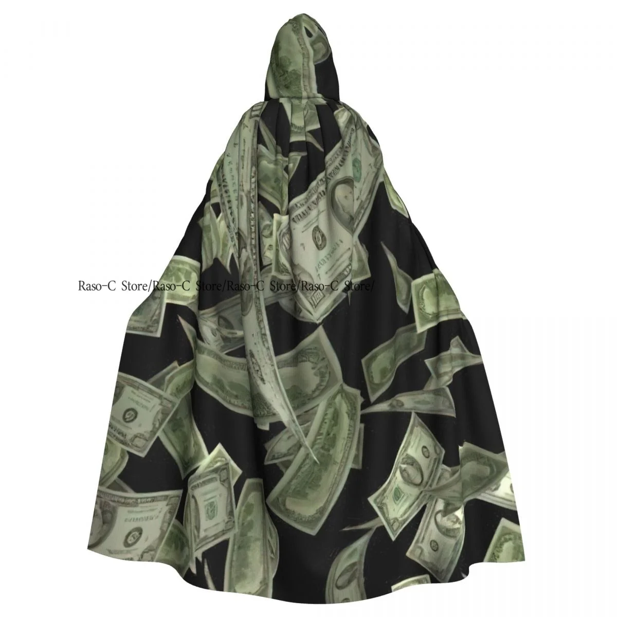 Adult Cloak Cape Hooded Dollartecken Dollar Slots Medieval Costume Witch Wicca Vampire Elf Purim Carnival Party