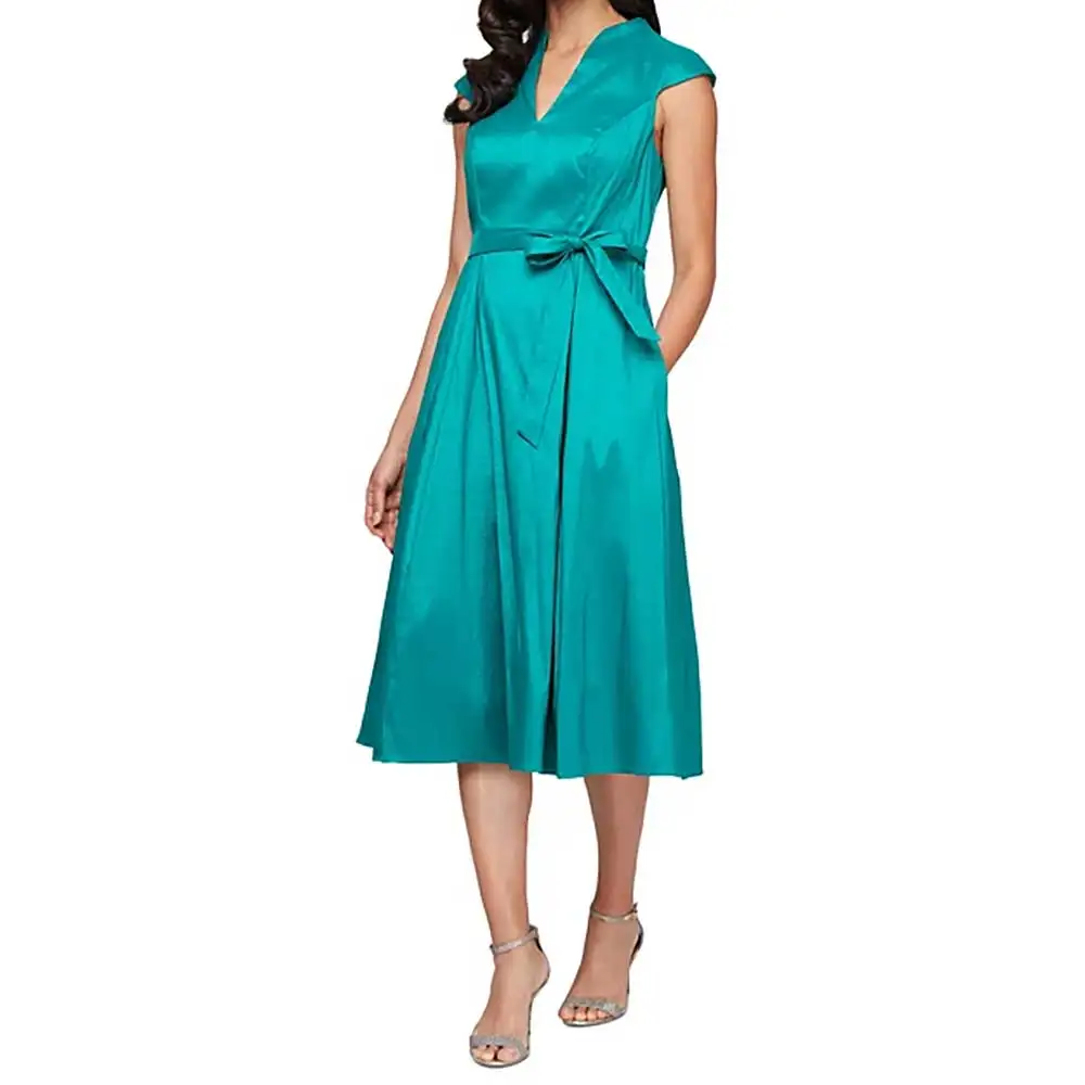 

Elegant Mother of the Bride Dress V Neck Sleeveless A Line Belt Bow Formal Evening Dresses Mother's Dress Wedding Guest Gowns