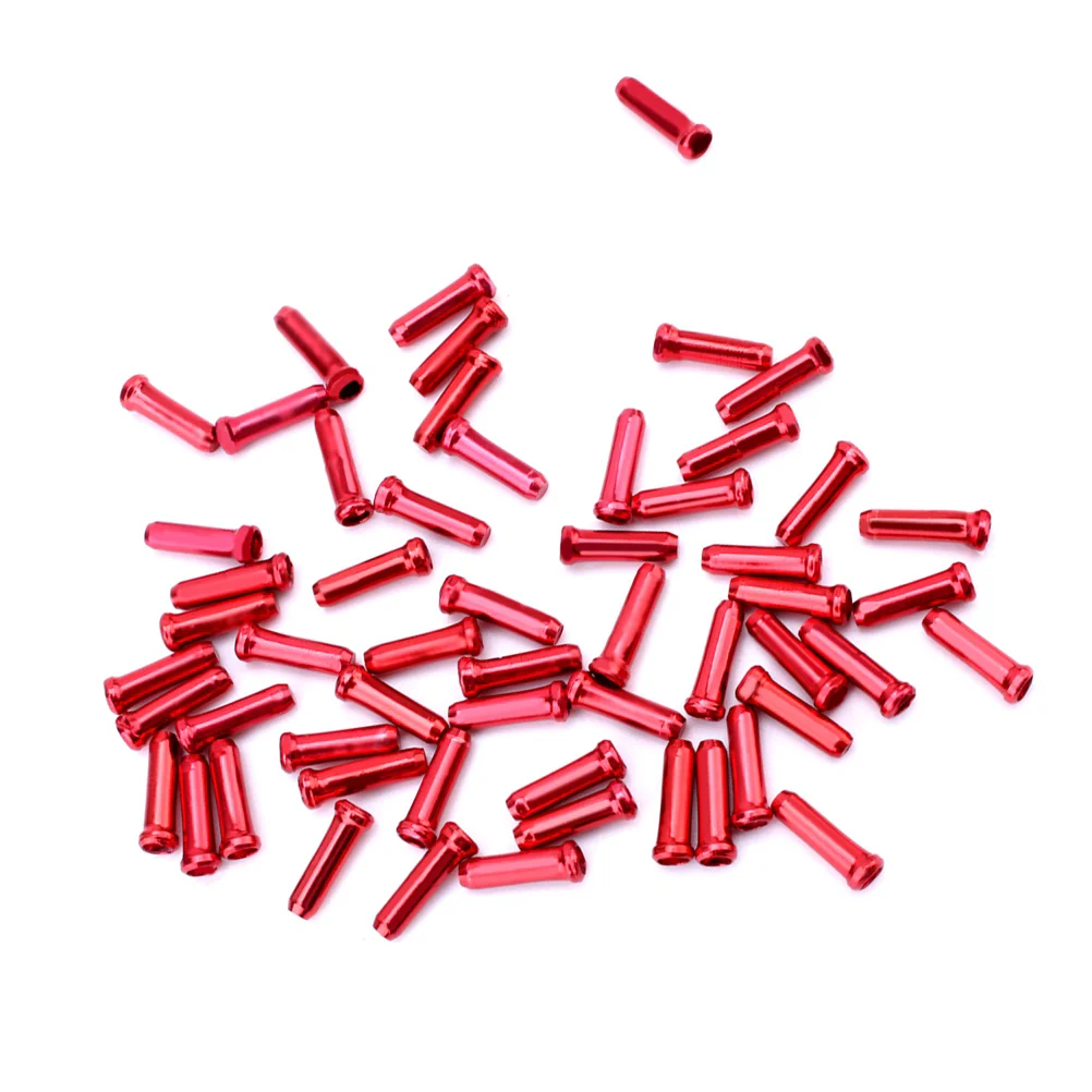 

50pcs Mountain Bike Brake Cable End Tips Crimp Aluminum Bike Inner Wire Line Core (Red) cycling cap