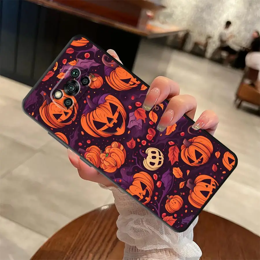 Pumpkin Halloween Soft Back Phone Cover Case for Xiaomi Poco M3 M4 Pro F3 F4 F5 C65 C50 X3 X4 X5 M5 C51