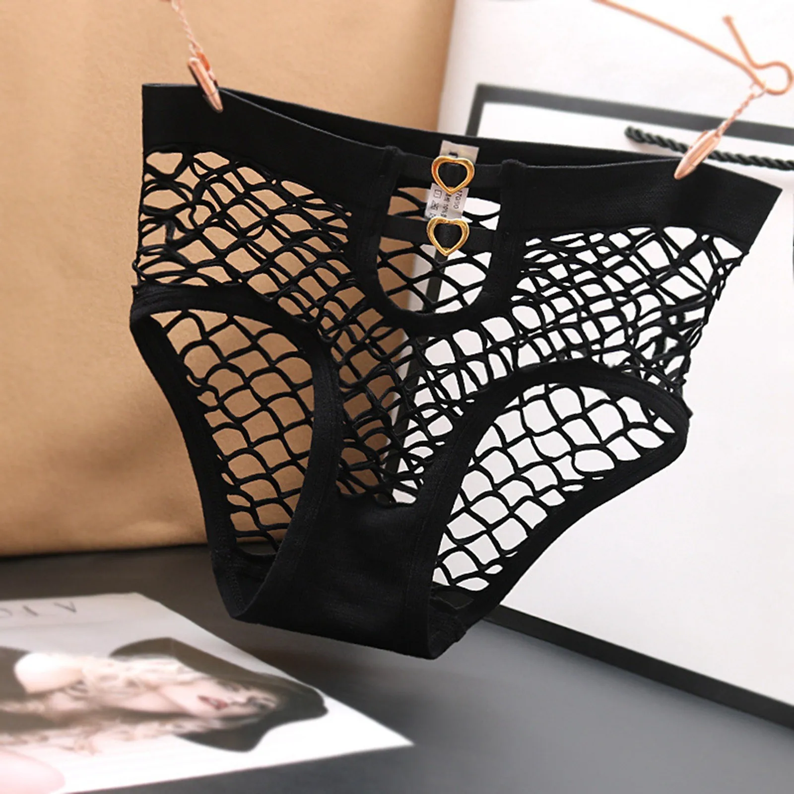 

Women Panties Hollow Out Lingerie Sexy Mesh Underwear Perspective Female Lingerie Seamless Cotton Crotch Breathable Briefs