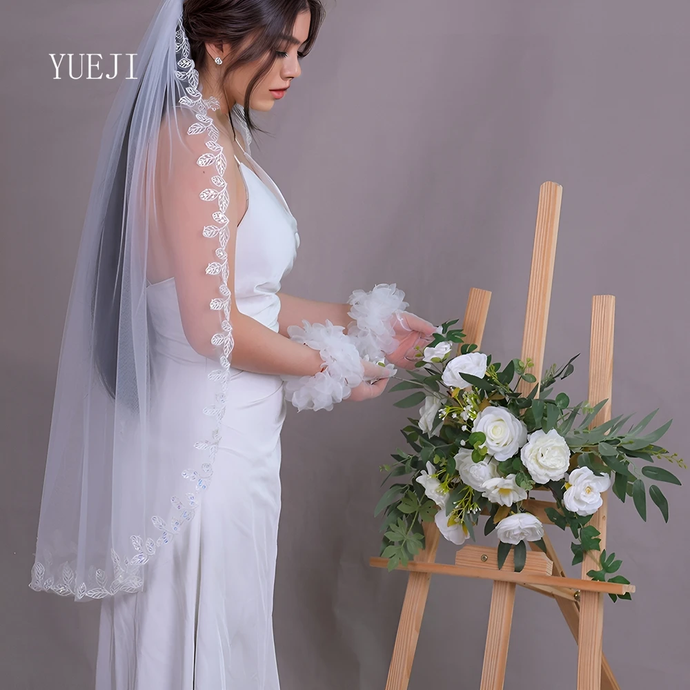 YUEJI-Voile de Mariage en Dentelle avec Paillettes, Accessoire Long, Blanc, pour les Patients, Doigt Unique, Rotterdam, Kle, YJ201