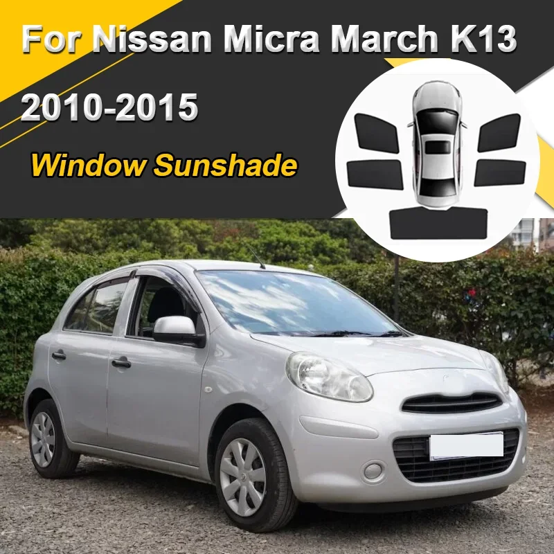 Car Sun Shades For Nissan Micra March K13 MK4 2010-2015 Sunshades Magnetic Heat insulation Visor Mesh Curtains Auto Accessories