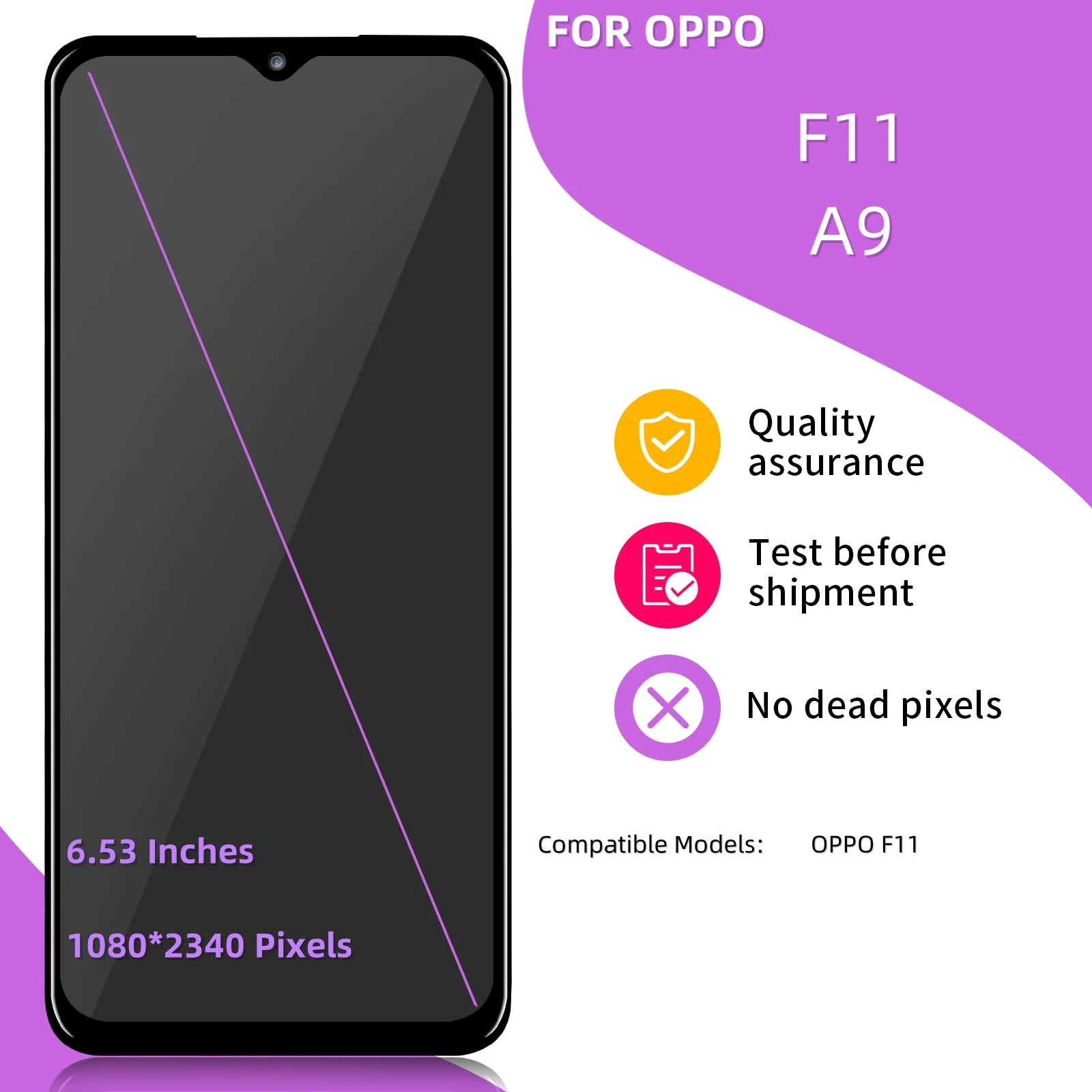 ЖК-дисплей 6,53 дюйма для OPPO F11 LCD PCAM10 CPH1913 PCEM00 дисплей кодирующий преобразователь сенсорного экрана в сборе для OPPO A9 A9X Замена ЖК-дисплея