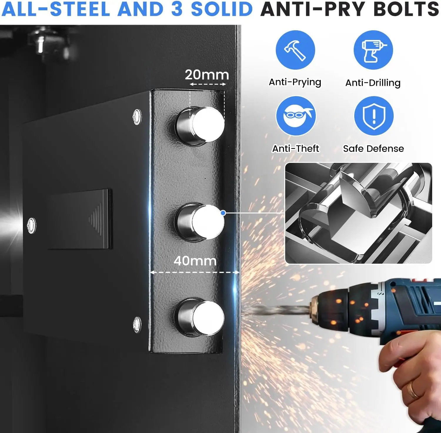 5.2 Cuft Large Fireproof Safe, Home Safes Water and Fireproof, Digital Security Document Safe With Led Light, Smart Alert, Backu