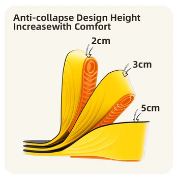 남녀공용 키 증가 안창, 보이지 않는 아치 지지대, 정형 안창, 충격 흡수, 블루, 블랙 색상, 2 cm, 3/5 cm