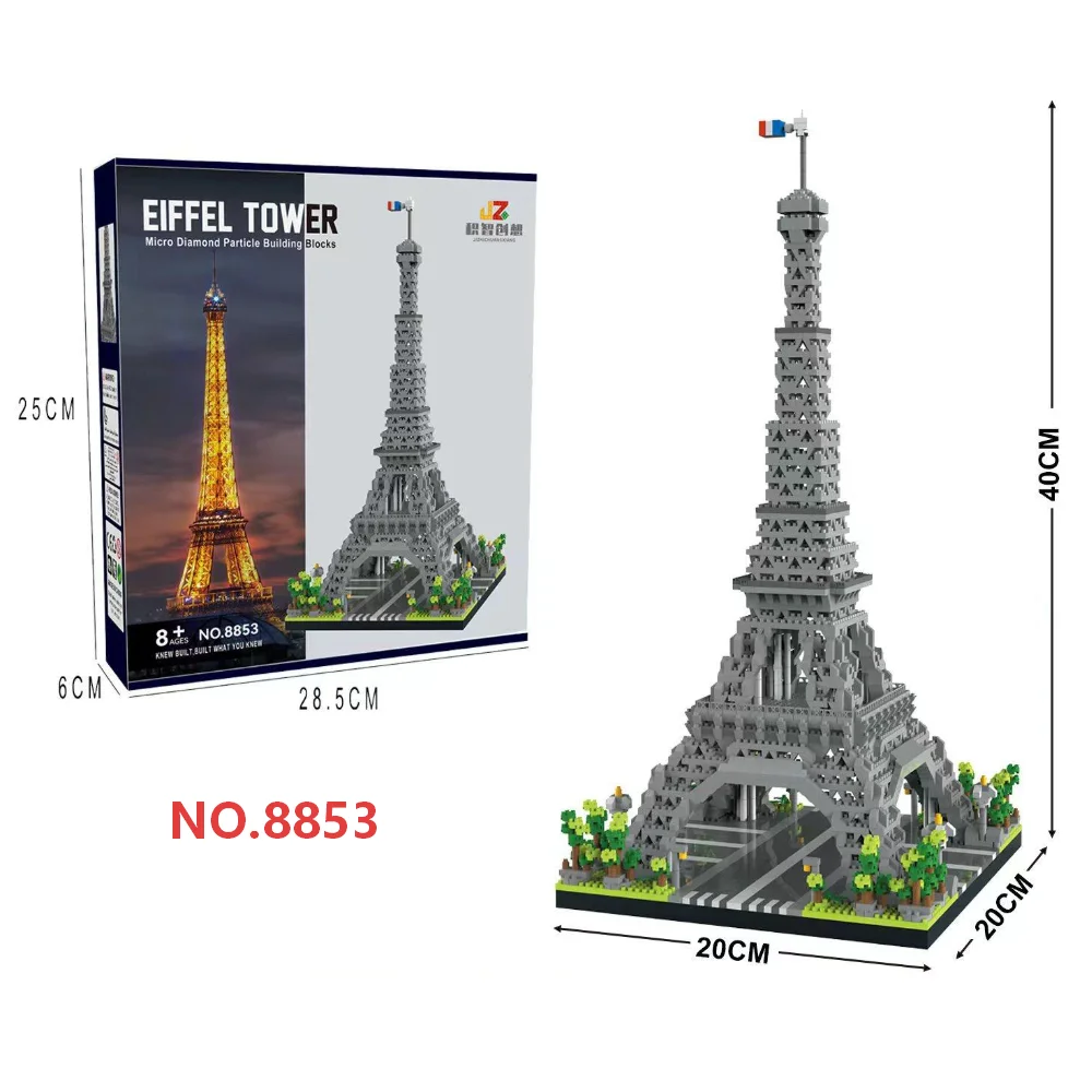 2237-teiliges Eiffelturm-Mikro-Partikel-Baustein-Modell-Souvenir, Ohne Beleuchtung, Romantische Heimdekoration, Geschenk für Liebste, Geschenk für Feiertage/Weihnachten/Neujahr – Detail 3