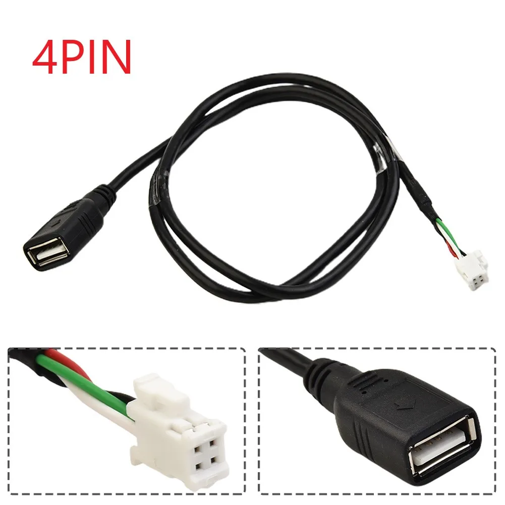 

2 Pcs 75 Cm 4 Pin And 6Pin Connector USB Extension Cable Adapter Black For An Car Radio Stereo Battery Charging Units