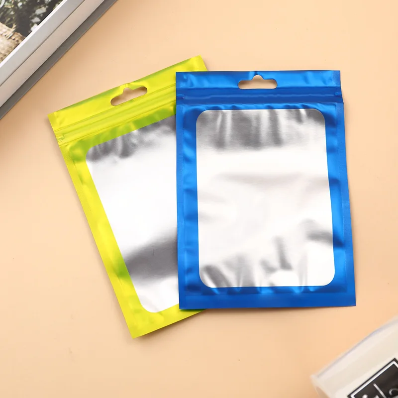 50 Stück bunte Folien-Zip-Lock-Beutel mit transparentem Fenster, wiederverwendbare Hängebeutel für Schmuckpräsentation und Verpackung – Detail 4