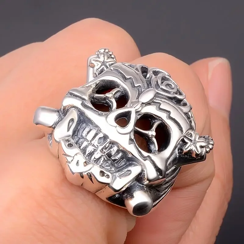 Vintage Fashion Personality Domineering Skeleton Ring Unisex Hip-hop Punk Open Ring Banquet Jewelry Accessories Gift