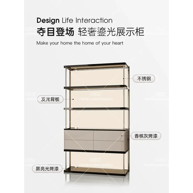 Italian light luxury dining side cabinet, living room porch cabinet integrated against the wall, high-end storage side