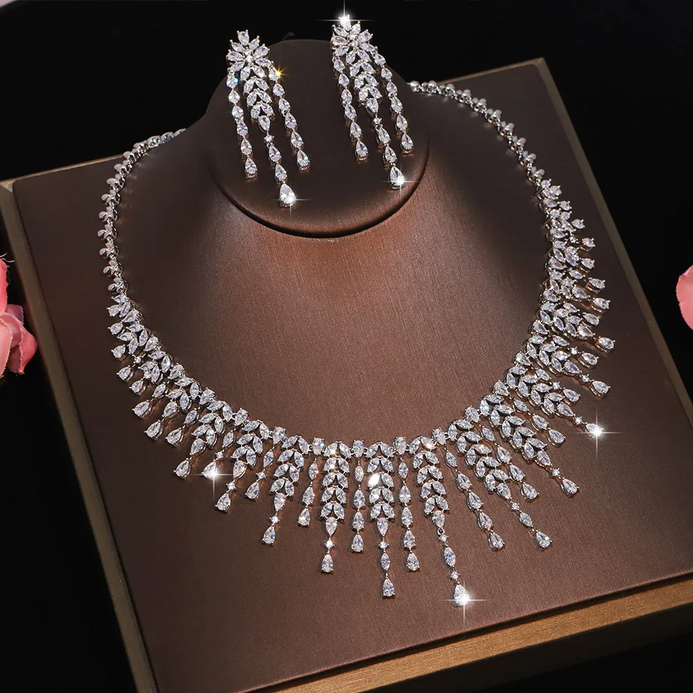 african-bridal-jewelry-set-fashion-leaf-shape-fringe-zircon-necklace-2-piece-set-women's-wedding-party-accessories