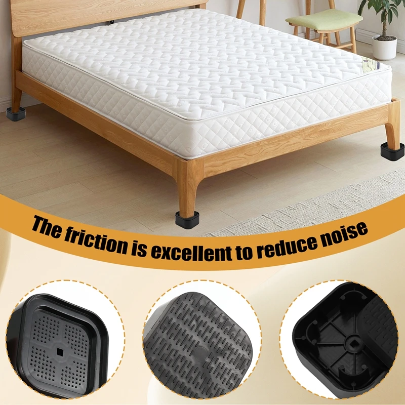 ●Furniture Risers Adjustable Bed Risers 1.38In Stackable Heavy Duty Bed Lifts Risers Square Bed Raising Blocks 16 Pcs-ABFB
