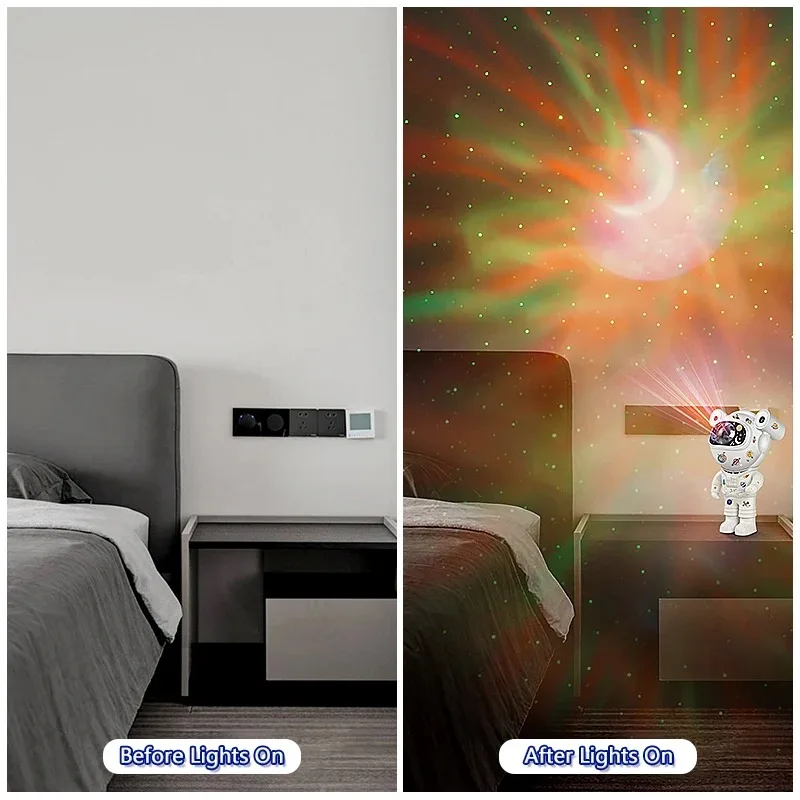 Proyector de estrellas de galaxia, luz LED de noche, lámpara de porjectores de nebulosa de astronauta DIY para dormitorio, luminarias decorativas para el hogar, regalos para niños