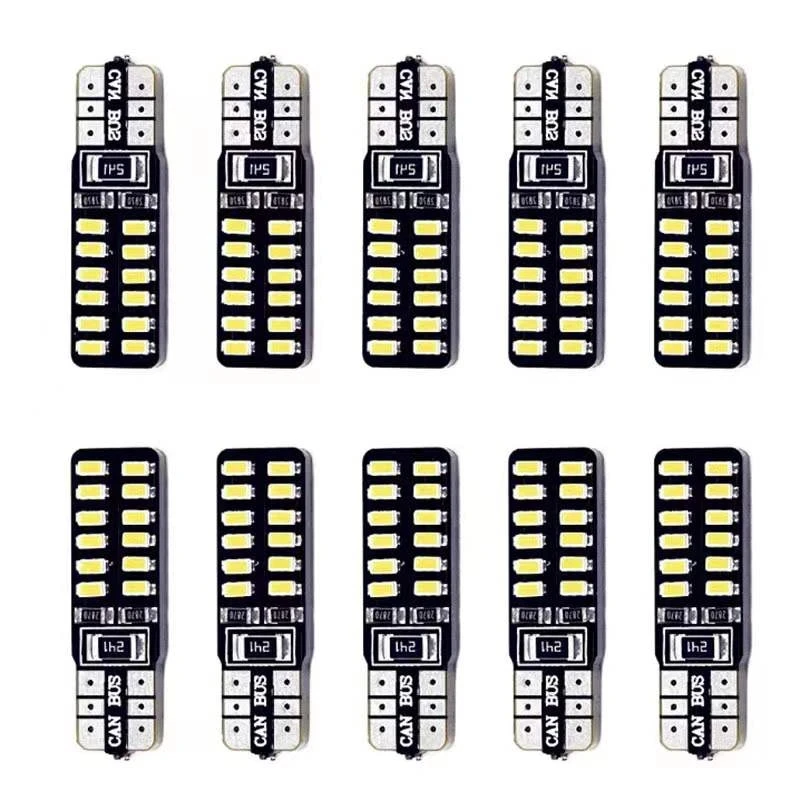 10/2pcs Car T10 LED 194 168 W5W 3014 SMD 24 LED Auto Clearance Light Parking lamps Side Light Bulb DC12V