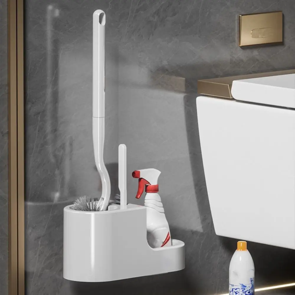 

Cleaning Tools Long Handle Toilet Brush Set Wall Mounted Hanging Hole Cleaning Brush Durable Toilet Scrubber Bathroom
