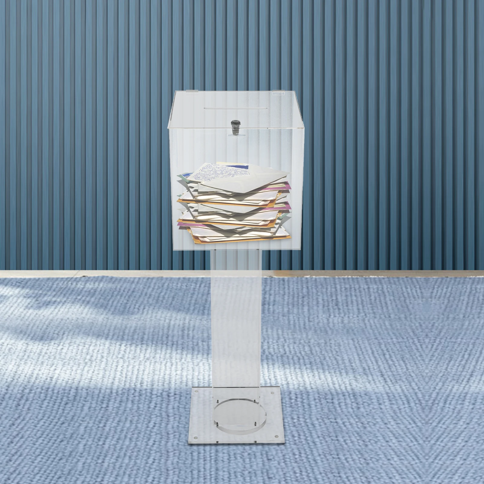 Modern Acrylic Suggestion Box, Acrylic Donation Box, Free-standing Clear Box for Donation & Ballot With 1* Lock + 2* Keys for Restaurants, Companies, Churches, Hotels, Salons, Bars, Proms, Parties, Marketing Promotions, Tradeshows, Exhibitions, etc