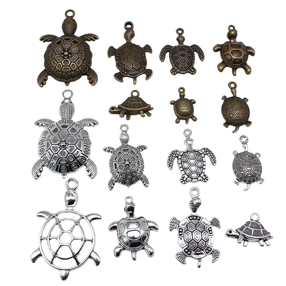 10pcs Big Size Sea Turtle Tortoise Cuckold Charms Pendant Connector Fit Necklaces Bracelets Handmade DIY Jewelry Accessories