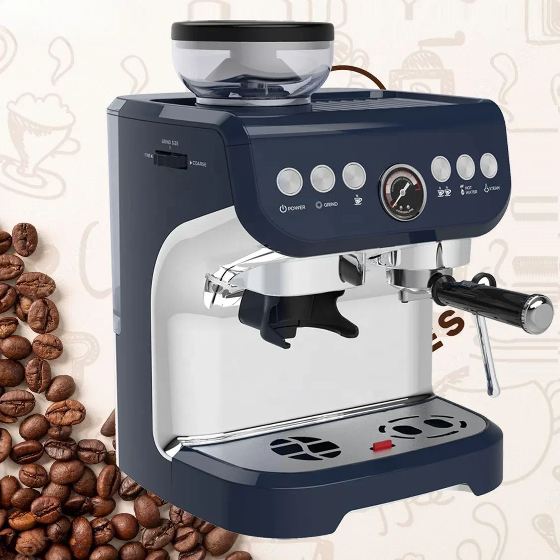 # l Semi Automatic Espresso Cafe Machines professional Commercial Express Espresso Coffee Machine with Grinder - view 3
