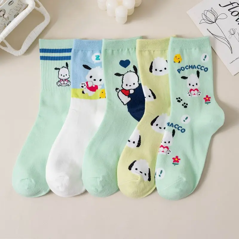 1pairs Kawaii Sanrio Socks Pochacco Anime Cute Summer Student Movement Comfortable Breathable Cartoon Socks Toys for Girls Gifts